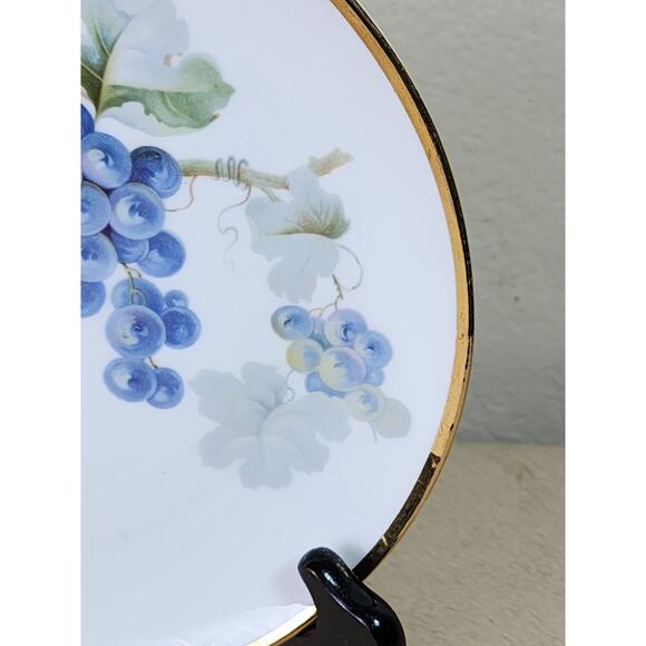 Bavaria Rounded Plate Grape Design Zeh Scherzer Gold Trim 8" Early 1900s Vintage - Picture 3 of 10